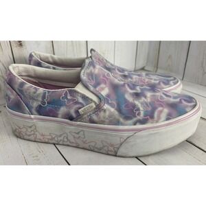 Vans Slip-On Stackform Butterfly Tie Dye Purple Platform Sneakers Womens 9.5